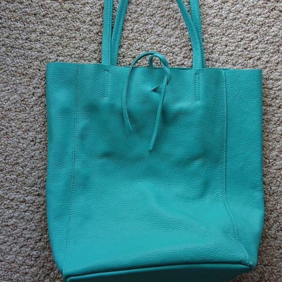 Borse in Pelle Italian Artisan Turquoise Leather bag - Picture 1 of 11